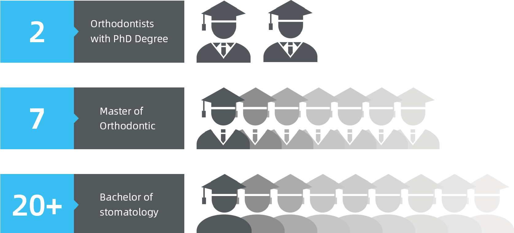 list showing the orthodontist led team and their qualifications